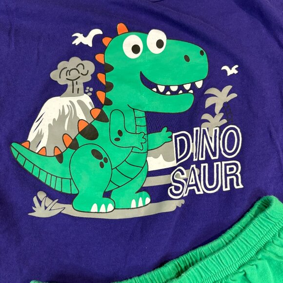 Dinosaur Design Purple Green Pajamas Boys Short Set Size 4-5 (SKU: 141B) - Picture 2 of 7